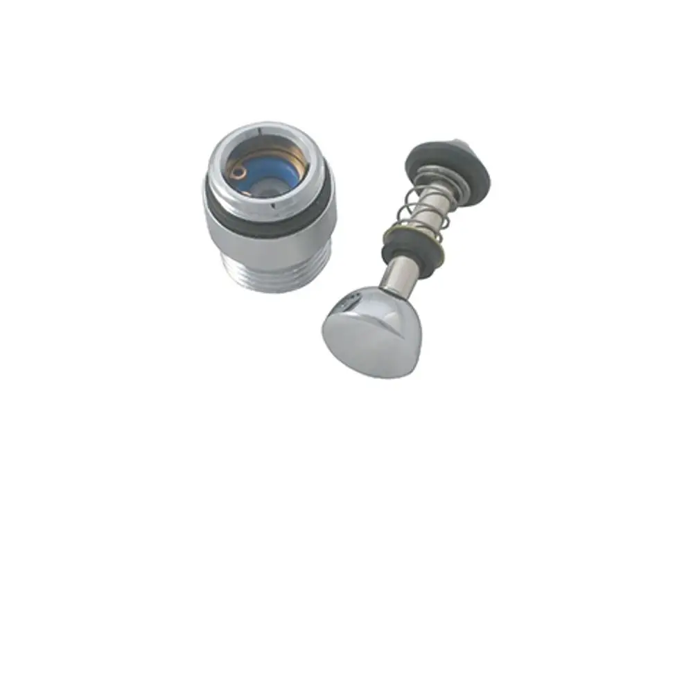 Ersatzteil von Kludi, bestehend aus einem metallischen Ventileinsatz und einem Gehäuse mit Dichtung. Ideal zur automatischen Umstellung in Sanitäranlagen.
